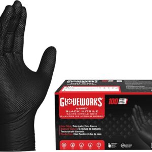 GLOVEWORKS HD Black Nitrile Gloves, 6 mil Nitrile Disposable Gloves, Latex Free Gloves Mechanics Gloves