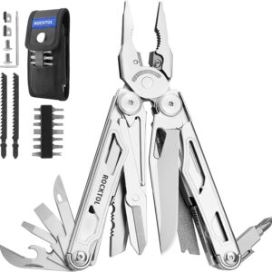Multitool, 29-in-1 Multitool Pliers with Replaceable Wire Cutters and Saw, Heavy-duty Stainless Steel Multitool Set and Nylon Sheath for Camping Survival multitool for Man