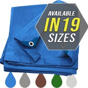 Large Waterproof Tarp Thick Poly Tarpaulin Ideal for Canopy Tents, Boats, RV or Pool Covers - Multipurpose Protective Tarps with Grommets for Indoor and Outdoor Use | 8' x 10'
