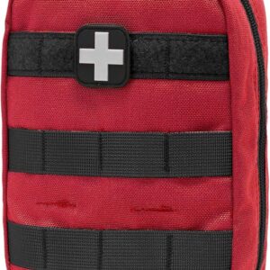Carlebben EMT Pouch MOLLE Ifak Pouch Tactical MOLLE Medical First Aid Kit Utility Pouch (with Medical Supplies Red)