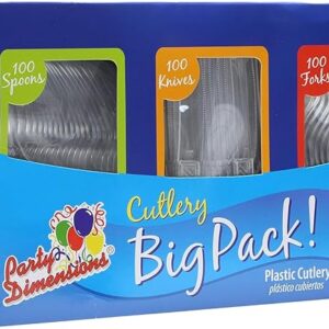 Party Dimensions Plastic 300 Count Cutlery Combo Box, Clear, Combo Box, Clear 300 Count