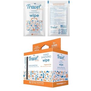 HAND SANITIZING Individually Packed Premium Hand Sanitizing Wipes for Travel, Home, Office, School, etc. with Moisturizer - Manufactured in USA (Fragrance Free 15ct Box)
