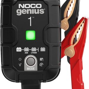 NOCO GENIUS1, 1A Smart Car Battery Charger, 6V and 12V Automotive Charger, Battery Maintainer, Trickle Charger, Float Charger and Desulfator for Motorcycle, ATV, Lithium and Deep Cycle Batteries