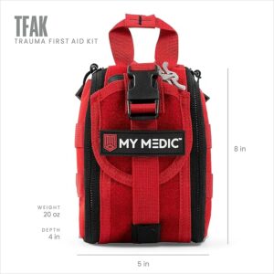 My Medic - TFAK - Ifak Trauma Kit with Tourniquet - HSA/FSA Approved - Over 35 Essential Life Saving First Aid Items for Car or Travel - Red