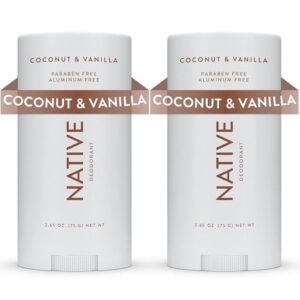 Native Deodorant Contains Naturally Derived Ingredients, 72 Hour Odor Control | Deodorant for Women and Men, Aluminum Free with Baking Soda, Coconut Oil and Shea Butter | Coconut & Vanilla, 2-Pack