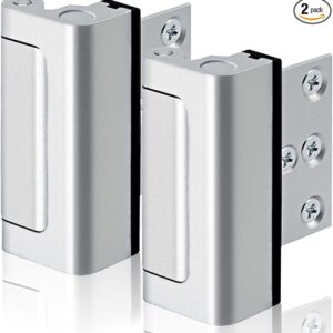 2PACK Home Security Door Reinforcement Lock Childproof, Add High Security to Home Prevent Unauthorized Entry, Aluminum Construction Finish, Frame Lock, Silver