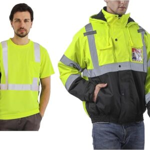 sesafety Safety Reflective Shirts+Reflective Jacket for Men,Class 2 High Visibility Shirts for Mens High Visibility Jackets, Safety Jackets for Men
