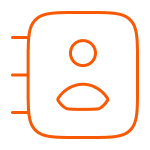 Orange user profile icon inside a rounded square, likely a profile button